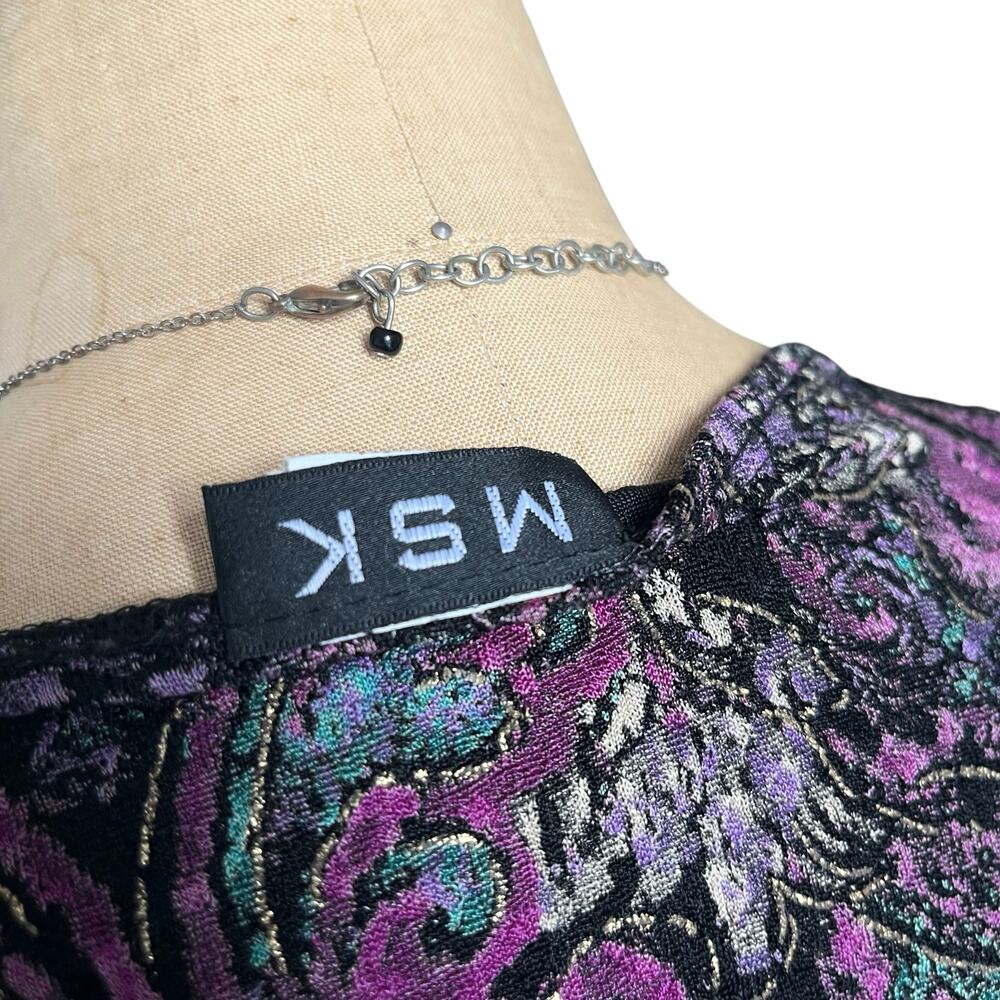 MSK Retro Print Open Front‎ Top Beaded Tassel Hem Layering Size L - Picture 9 of 9